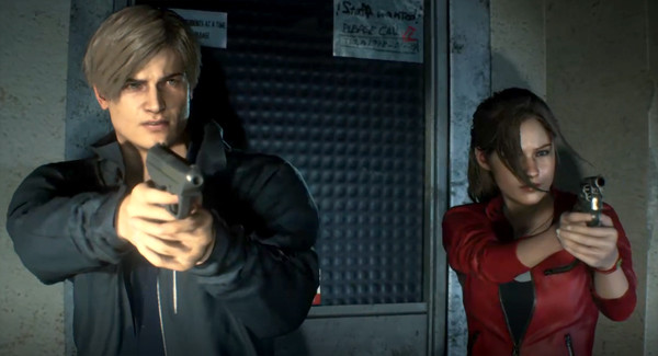 BIOHAZARD RE:2 クレアが銃を構えるシーンのスクリーンショット