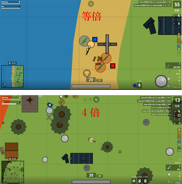 SURVIV.io スコープ装備中のゲーム画面スクリーンショット