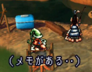 moon 釣りコンテスト会場のメモが写るゲーム画面
