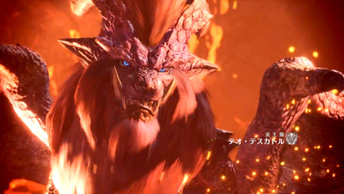 MONSTER HUNTER: WORLD テオ・テスカトルの姿を映すプレイ画面