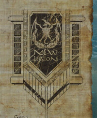 ARK: Survival Evolved ニューレギオンの軍旗がはためくゲーム画面