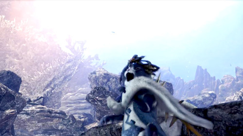 MONSTER HUNTER: WORLD オトモアイルーが歩く様子のプレイ画面