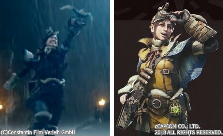 映画モンスターハンター 受付嬢の比較シーン