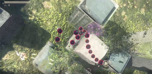 NieR Automata シューティングパートのプレイ画面スクリーンショット