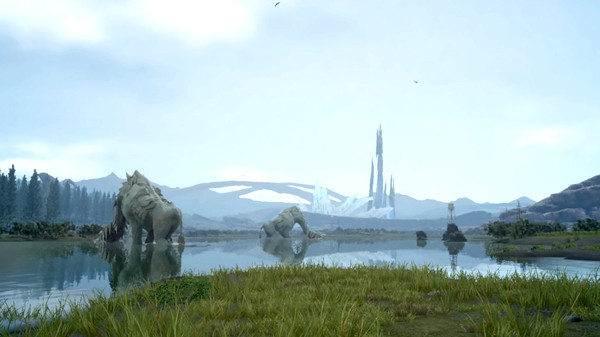FINAL FANTASY XV 旅の途中の風景が映るプレイ画面スクリーンショット