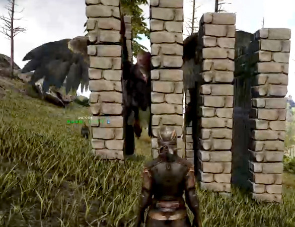 ARK Survival Evolved 門にハマったアルゲンタヴィスのシーン