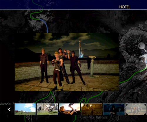 FINAL FANTASY XV 宿泊時に写真を見るシーンのプレイ画面スクリーンショット