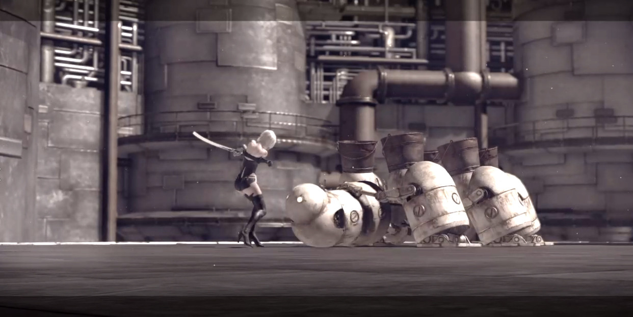 NieR Automata 兄弟を殺すシーンのゲーム画面スクリーンショット