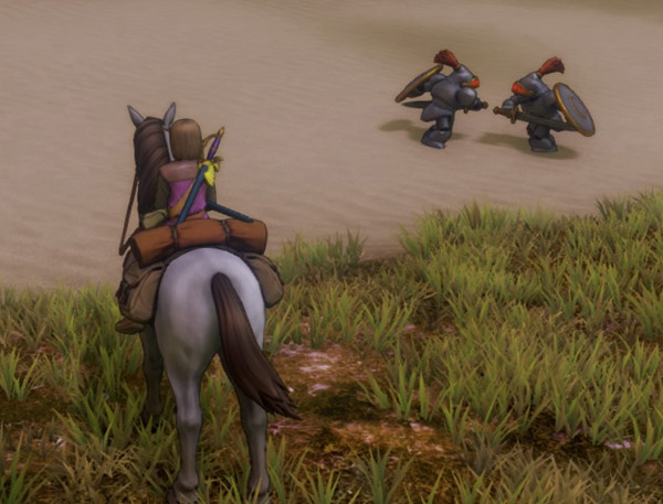 ドラゴンクエストXI 騎士が剣を構えるフィールドのゲーム画面スクリーンショット