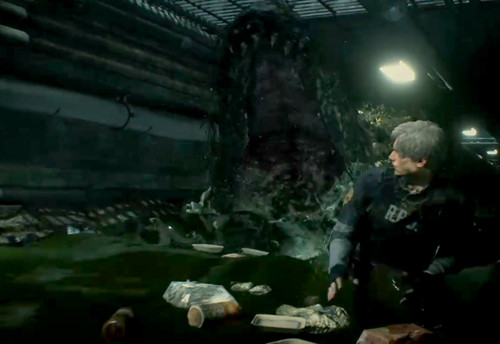 BIOHAZARD RE:2 ワニとの戦闘シーンのプレイ画面