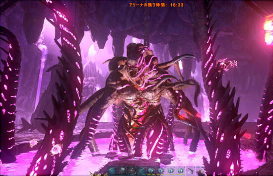 ARK アベレーション ラスボスとして登場する怪物化ロックウェルのゲーム画面
