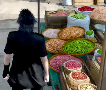 FINAL FANTASY XV ご飯の材料が映るプレイ画面スクリーンショット