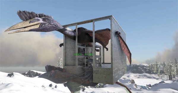 ARK Survival Evolved プラットフォーム上の箱型囲いのゲーム画面