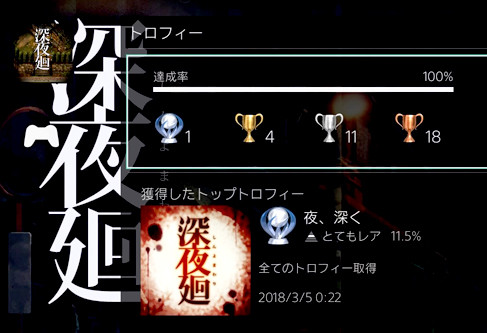 深夜廻 クリア時間7時間のプレイ画面スクリーンショット
